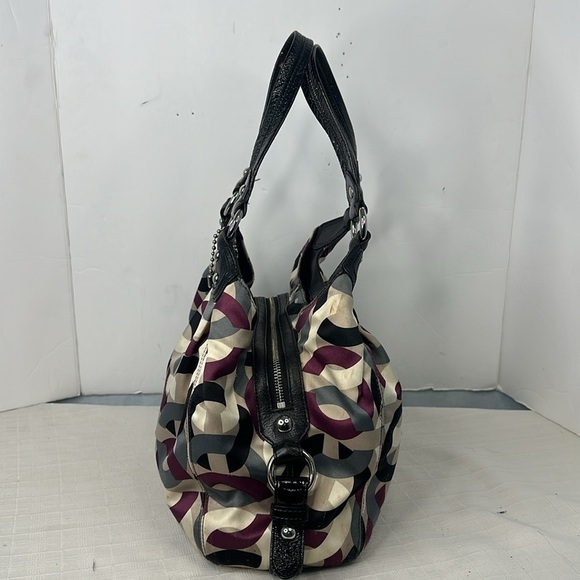 COACH MAGGIE OP ART HOBO PURPLE CHAINLINK SATCHEL HANDBAG CARRYALL F0967-14420 - Picture 2 of 10